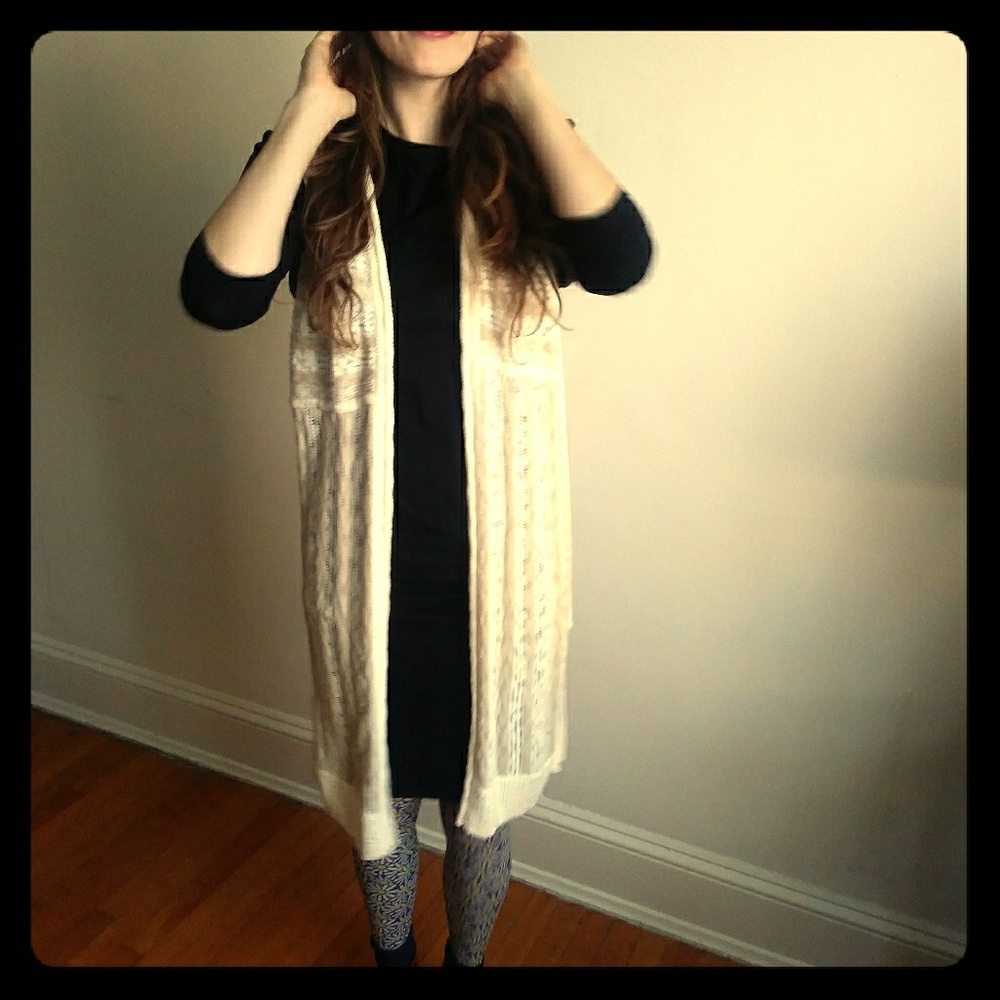 Long creme sweater Duster
